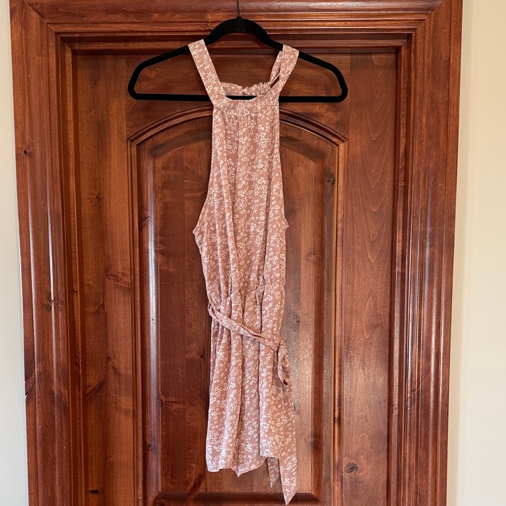Pink Floral Sleeveless Romper